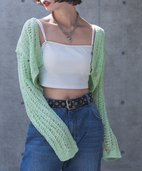 PAGEBOY（ページボーイ）の「スパンコールメッシュカーディガン（カーディガン/ボレロ・レディース・ブラック/ホワイト/ライム・FREE）」の3枚目の写真