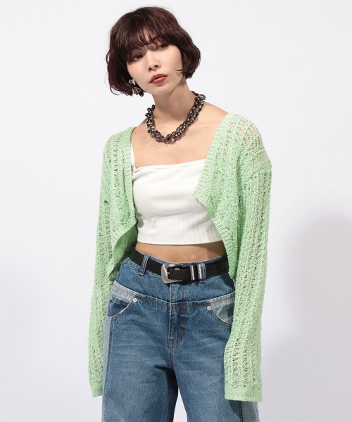 PAGEBOY（ページボーイ）の「スパンコールメッシュカーディガン（カーディガン/ボレロ・レディース・ブラック/ホワイト/ライム・FREE）」の18枚目の写真