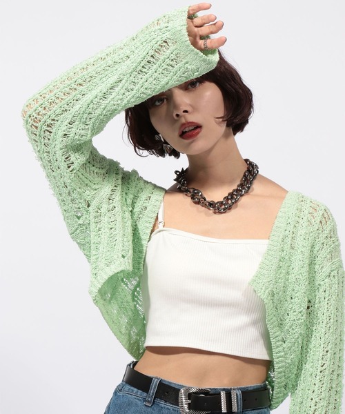 PAGEBOY（ページボーイ）の「スパンコールメッシュカーディガン（カーディガン/ボレロ・レディース・ブラック/ホワイト/ライム・FREE）」の16枚目の写真