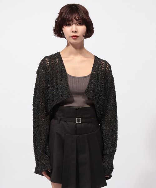 PAGEBOY（ページボーイ）の「スパンコールメッシュカーディガン（カーディガン/ボレロ・レディース・ブラック/ホワイト/ライム・FREE）」の21枚目の写真
