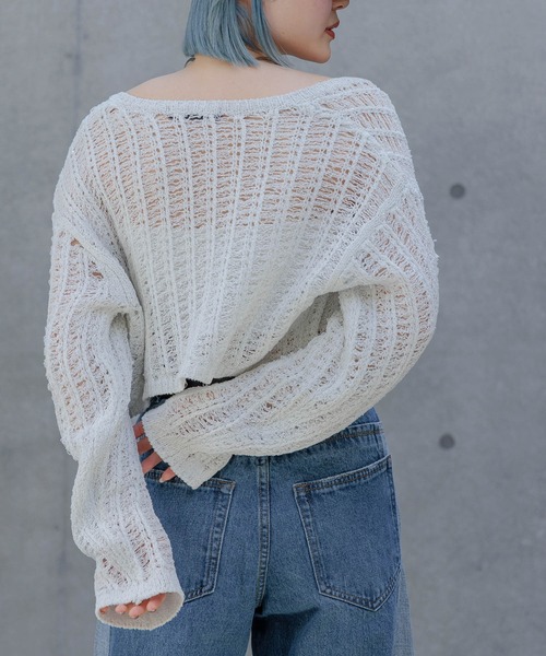 PAGEBOY（ページボーイ）の「スパンコールメッシュカーディガン（カーディガン/ボレロ・レディース・ブラック/ホワイト/ライム・FREE）」の6枚目の写真