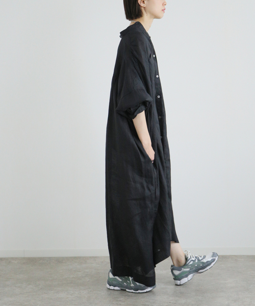 JOURNAL STANDARD(ジャーナルスタンダード)の「ゼフィールリネンギャザーワンピース(ワンピース・レディース・ブラック/ブラック系その他/レッド・FREE)」の5枚目の写真