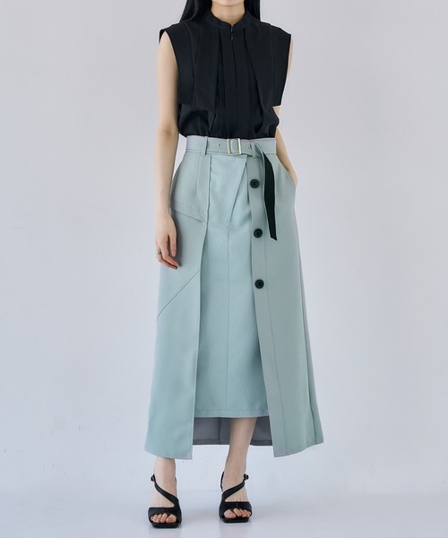 UNITED TOKYO（ユナイテッドトウキョウ）の「カバーシェイプアシメスカート｜細見え/ウォッシャブル/防シワ/オフィスカジュアル/春服（スカート・レディース・グレー/ブルー/ブラック・1/2/3）」の5枚目の写真