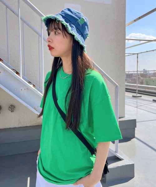 Loueme(ルエム)の「カラーフリンジクラッシュデニムバケットハット(ハット・レディース・イエロー/オレンジ/ピンク/グリーン・FREE)」の14枚目の写真