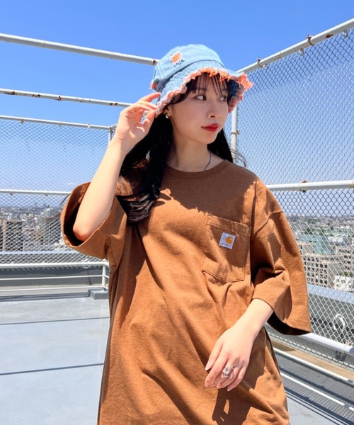 Loueme(ルエム)の「カラーフリンジクラッシュデニムバケットハット(ハット・レディース・イエロー/オレンジ/ピンク/グリーン・FREE)」の8枚目の写真