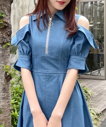 フロントジップシャツワンピース