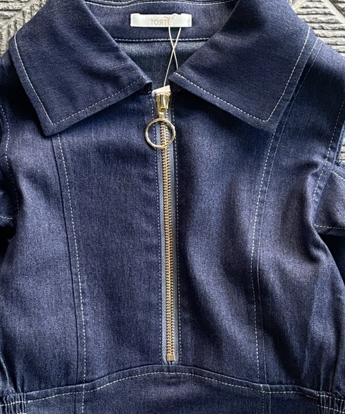 TORTE（トルテ）の「フロントジップシャツワンピース（ワンピース・レディース・ライトブルー/ホワイト系その他/ダークブルー/ブラック/チャコールグレー・FREE）」の7枚目の写真