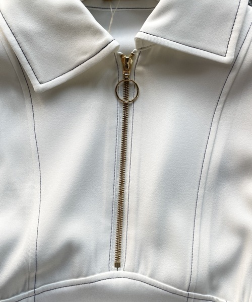 TORTE（トルテ）の「フロントジップシャツワンピース（ワンピース・レディース・ライトブルー/ホワイト系その他/ダークブルー/ブラック/チャコールグレー・FREE）」の10枚目の写真