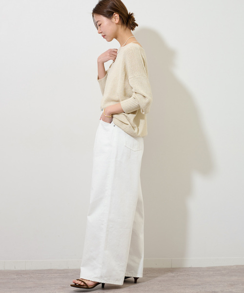 JOURNAL STANDARD relume（ジャーナルスタンダード　レリューム）の「《追加2》タックデニムワイドレッグ（デニムパンツ・レディース・ホワイト/ブルー系その他・38/36）」の6枚目の写真