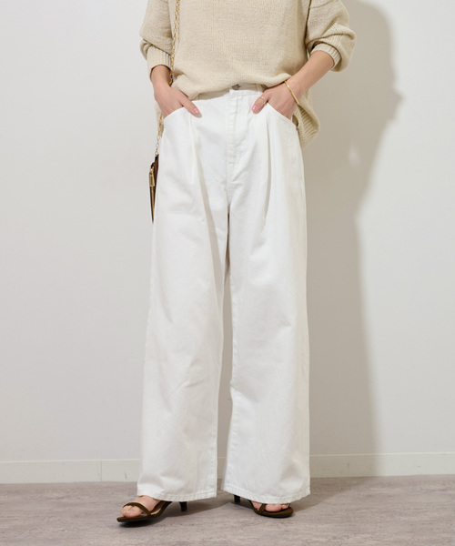 JOURNAL STANDARD relume（ジャーナルスタンダード　レリューム）の「《追加2》タックデニムワイドレッグ（デニムパンツ・レディース・ホワイト/ブルー系その他・38/36）」の8枚目の写真