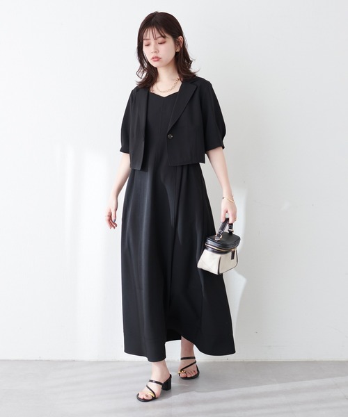 natural couture(ナチュラルクチュール)の「【WEB限定】ショートジャケット×ジャンスカSET(ワンピース・レディース・ブラック/サックスブルー/ライトベージュ/レッド系その他・LARGE/MEDIUM)」の14枚目の写真