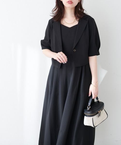 natural couture(ナチュラルクチュール)の「【WEB限定】ショートジャケット×ジャンスカSET(ワンピース・レディース・ブラック/サックスブルー/ライトベージュ/レッド系その他・LARGE/MEDIUM)」の15枚目の写真