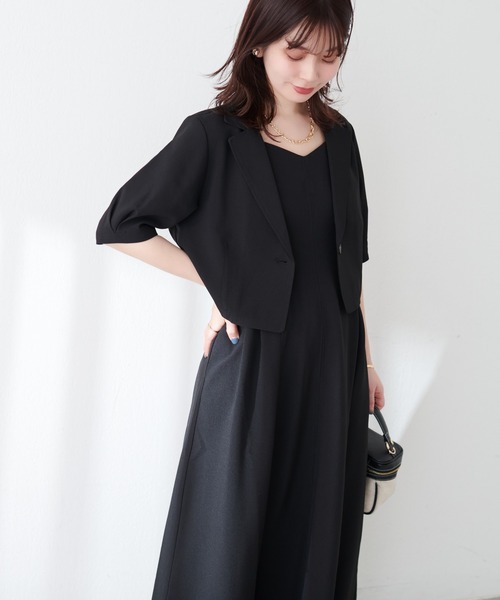 natural couture(ナチュラルクチュール)の「【WEB限定】ショートジャケット×ジャンスカSET(ワンピース・レディース・ブラック/サックスブルー/ライトベージュ/レッド系その他・LARGE/MEDIUM)」の16枚目の写真