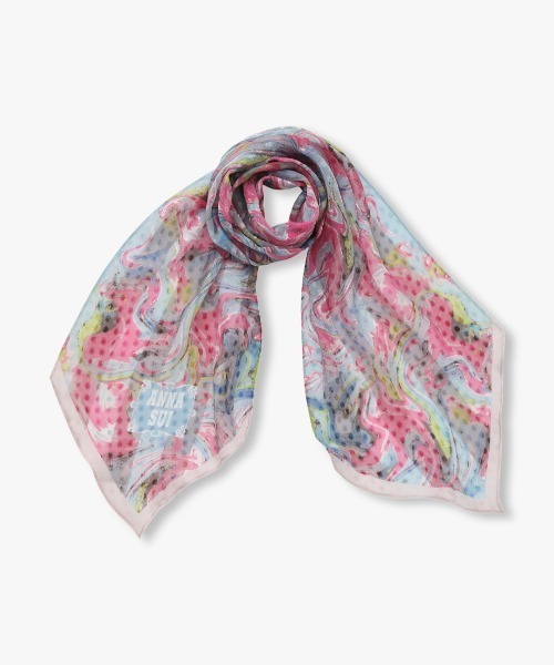 ANNA SUI（アナスイ）の「シルク剣先ナロースカーフ（バンダナ/スカーフ・レディース・ネイビー/ブルー/レモンイエロー/グリーン・FREE）」の4枚目の写真