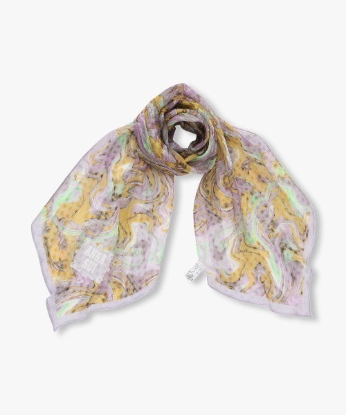 ANNA SUI（アナスイ）の「シルク剣先ナロースカーフ（バンダナ/スカーフ・レディース・ネイビー/ブルー/レモンイエロー/グリーン・FREE）」の2枚目の写真