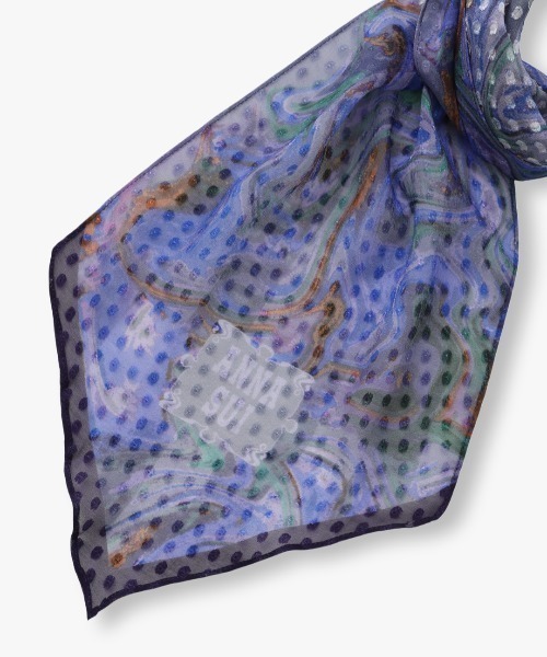 ANNA SUI（アナスイ）の「シルク剣先ナロースカーフ（バンダナ/スカーフ・レディース・ネイビー/ブルー/レモンイエロー/グリーン・FREE）」の8枚目の写真