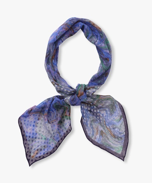 ANNA SUI（アナスイ）の「シルク剣先ナロースカーフ（バンダナ/スカーフ・レディース・ネイビー/ブルー/レモンイエロー/グリーン・FREE）」の9枚目の写真