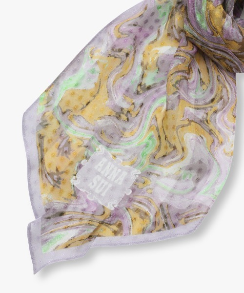 ANNA SUI（アナスイ）の「シルク剣先ナロースカーフ（バンダナ/スカーフ・レディース・ネイビー/ブルー/レモンイエロー/グリーン・FREE）」の6枚目の写真