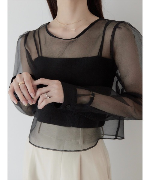 amel（エイメル）の「パフスリーブシアーブラウス/ブラック（シャツ/ブラウス・レディース・ブラック・FREE）」の4枚目の写真