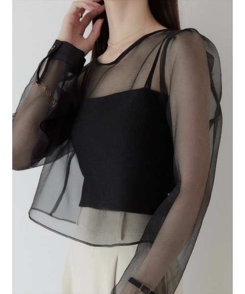 amel（エイメル）の「パフスリーブシアーブラウス/ブラック（シャツ/ブラウス・レディース・ブラック・FREE）」の5枚目の写真