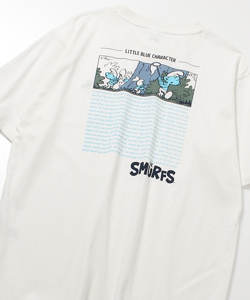 ALWAYS GOOD TIME（オルウェイズグッドタイム）の「【THE SMURFS/スマーフ】天竺クルーネック半袖 ワンポイント刺繍・プリントＴシャツ（Tシャツ/カットソー・メンズ・スミクロ/グリーン/オフホワイト/グレイッシュベージュ・M/L/LL）」の2枚目の写真
