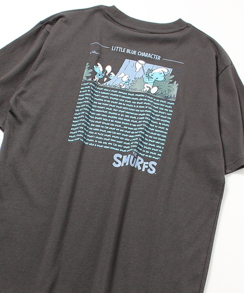 ALWAYS GOOD TIME（オルウェイズグッドタイム）の「【THE SMURFS/スマーフ】天竺クルーネック半袖 ワンポイント刺繍・プリントＴシャツ（Tシャツ/カットソー・メンズ・スミクロ/グリーン/オフホワイト/グレイッシュベージュ・M/L/LL）」の3枚目の写真