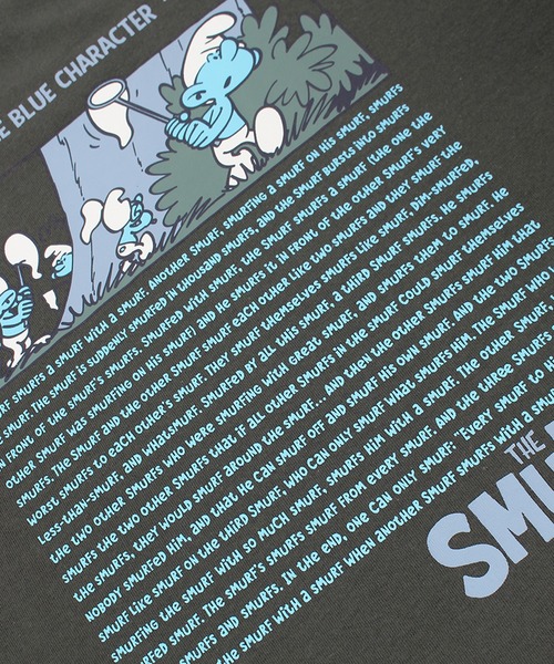 ALWAYS GOOD TIME（オルウェイズグッドタイム）の「【THE SMURFS/スマーフ】天竺クルーネック半袖 ワンポイント刺繍・プリントＴシャツ（Tシャツ/カットソー・メンズ・スミクロ/グリーン/オフホワイト/グレイッシュベージュ・M/L/LL）」の15枚目の写真