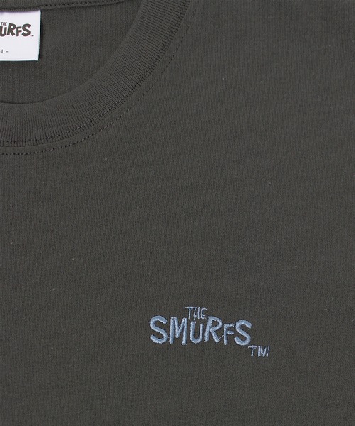 ALWAYS GOOD TIME（オルウェイズグッドタイム）の「【THE SMURFS/スマーフ】天竺クルーネック半袖 ワンポイント刺繍・プリントＴシャツ（Tシャツ/カットソー・メンズ・スミクロ/グリーン/オフホワイト/グレイッシュベージュ・M/L/LL）」の12枚目の写真