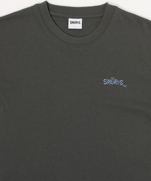 ALWAYS GOOD TIME（オルウェイズグッドタイム）の「【THE SMURFS/スマーフ】天竺クルーネック半袖 ワンポイント刺繍・プリントＴシャツ（Tシャツ/カットソー・メンズ・スミクロ/グリーン/オフホワイト/グレイッシュベージュ・M/L/LL）」の11枚目の写真