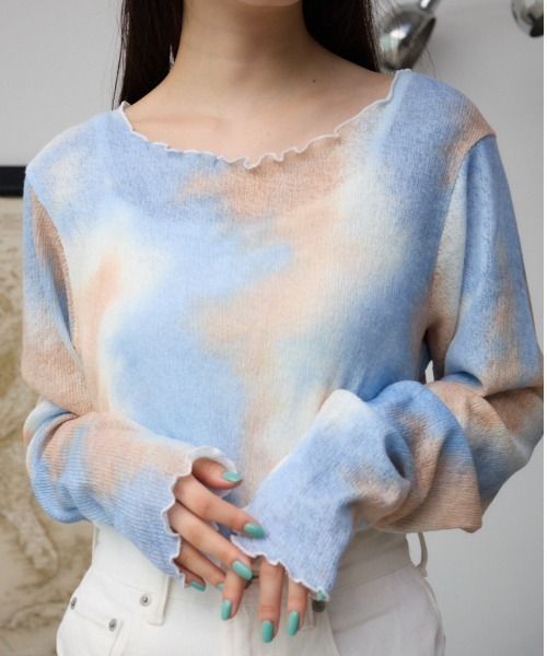 AZUL by moussy(アズールバイマウジー)の「タイダイリブカットソー(Tシャツ/カットソー・レディース・ベージュ系その他/ピンク系その他・FREE)」の2枚目の写真