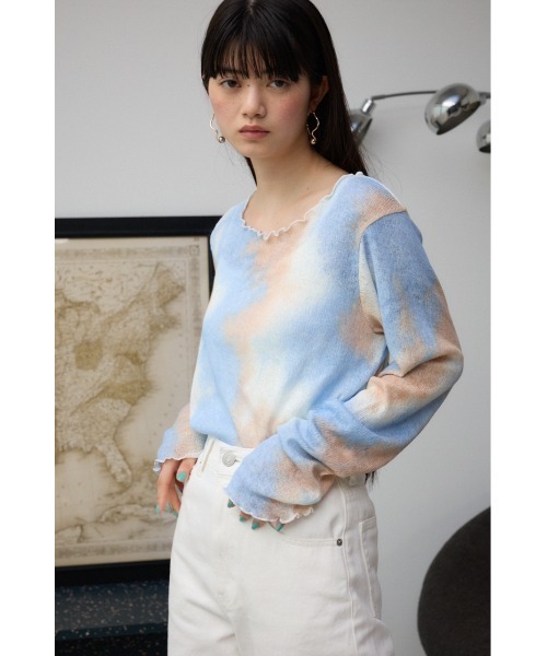 AZUL by moussy(アズールバイマウジー)の「タイダイリブカットソー(Tシャツ/カットソー・レディース・ベージュ系その他/ピンク系その他・FREE)」の3枚目の写真