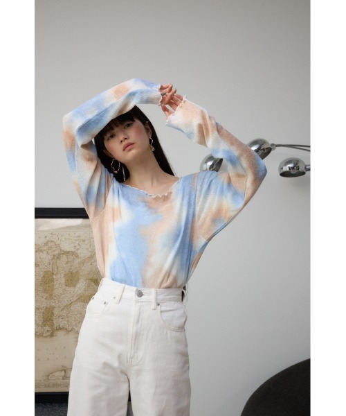 AZUL by moussy(アズールバイマウジー)の「タイダイリブカットソー(Tシャツ/カットソー・レディース・ベージュ系その他/ピンク系その他・FREE)」の4枚目の写真