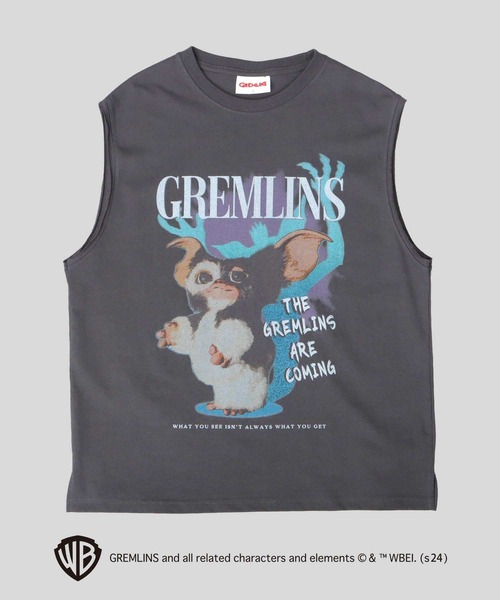 A.M.S.(エーエムエス)の「GREMRINS グレムリン 古着風 ギズモ プリント ノースリーブ Tシャツ(Tシャツ/カットソー・メンズ・スミクロ・M/L/XL)」の2枚目の写真