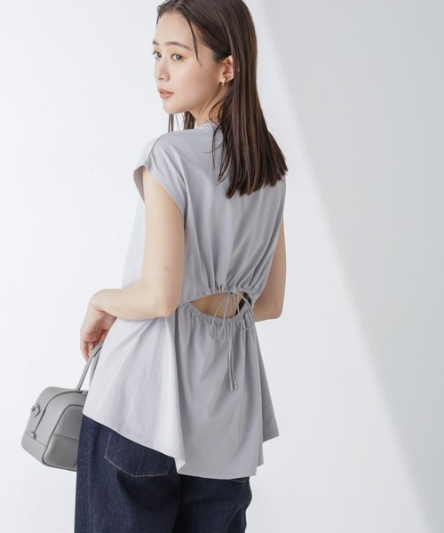 トップス GEN セール】バックギャザーオープンデザイントップス（Tシャツ/カットソー