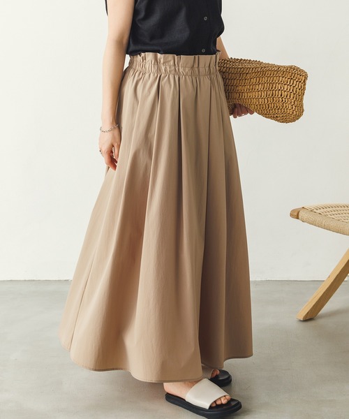 hunch(ハンチ)の「接触冷感タックフレアスカート(スカート・レディース・ブラック/ベージュ/テラコッタ/オリーブドラブ・FREE)」の3枚目の写真