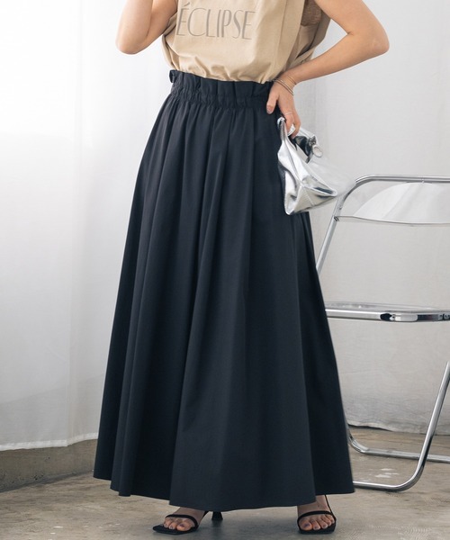 hunch(ハンチ)の「接触冷感タックフレアスカート(スカート・レディース・ブラック/ベージュ/テラコッタ/オリーブドラブ・FREE)」の9枚目の写真