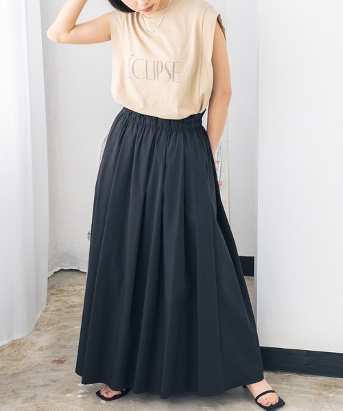 hunch(ハンチ)の「接触冷感タックフレアスカート(スカート・レディース・ブラック/ベージュ/テラコッタ/オリーブドラブ・FREE)」の8枚目の写真