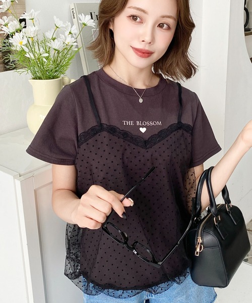 美品　140 猫ビスチェレイヤード風半袖Tシャツ　スキニーパンツ 楽天市場】ビスチェ tシャツ（レディースファッション）の通販
