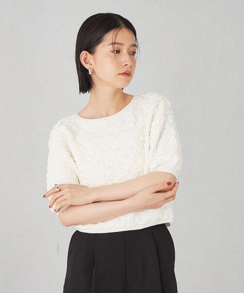 EMMEL REFINES(エメルリファインズ)の「<EMMEL REFINES>EM HW クルーネック ポコ ニット(ニット/セーター・レディース・グレー/オフホワイト/ピンク・FREE)」の9枚目の写真