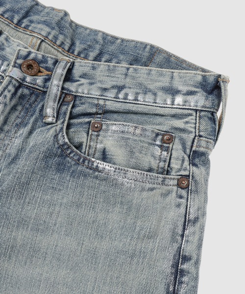 SUGARHILL(シュガーヒル)の「FOILED DENIM TROUSERS WIDE CUT(デニムパンツ・メンズ・インディゴブルー/ブラック・32/30/34)」の4枚目の写真