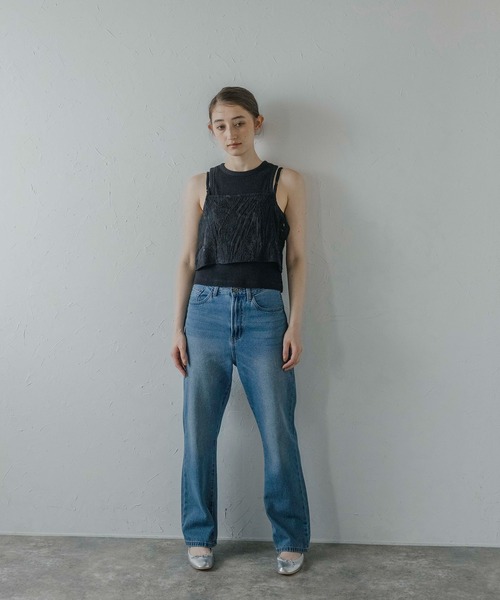 MINERTE(ミネルテ)の「【MINERTE】flower stitch bustier / フラワー刺繍シアービスチェ(キャミソール・レディース・アイボリー/ブラック・FREE)」の14枚目の写真