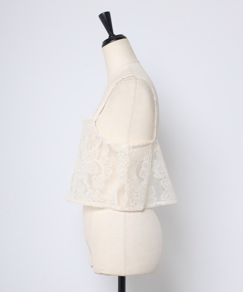 MINERTE(ミネルテ)の「【MINERTE】flower stitch bustier / フラワー刺繍シアービスチェ(キャミソール・レディース・アイボリー/ブラック・FREE)」の9枚目の写真