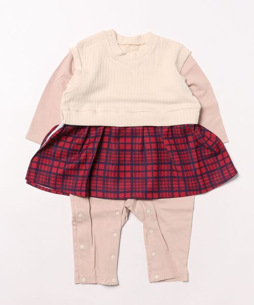 Popelin グリーンチェックロンパース 18-24m Popelin グリーンチェック