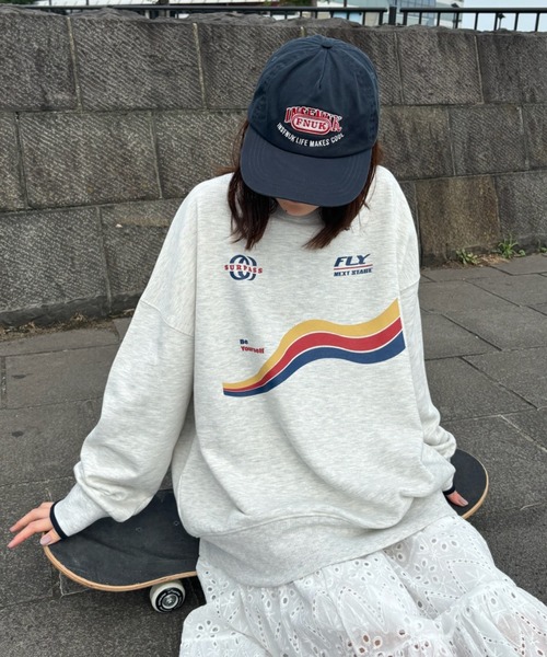 Birthday room(バースデイルーム)の「ゲームロゴプリント裏毛スウェット / game logo print fleece sweat(スウェット・レディース・ホワイト/グレー/ネイビー・FREE)」の4枚目の写真