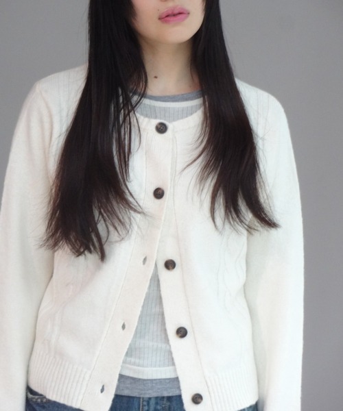 fekete SCENTED CABLE KNIT フレグランスケーブルニット セール】SCENTED CABLE KNIT CARDIGAN / フレグランスケーブル
