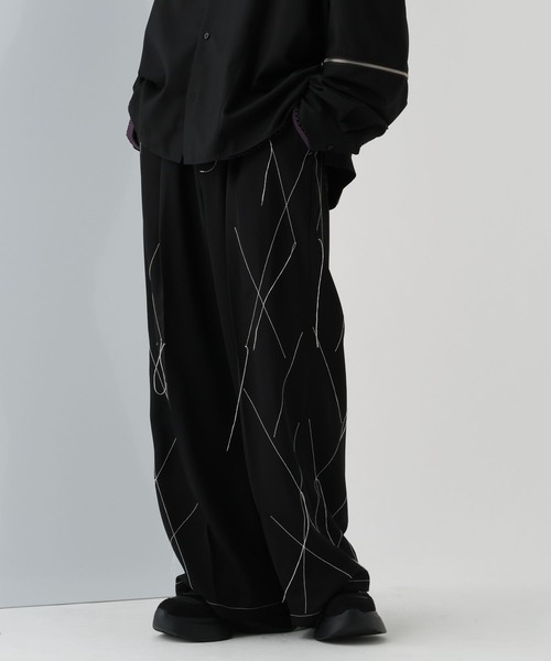 HARE（ハレ）の「ステッチデザインパンツ(HARE)（スラックス・メンズ・パープル/ブラック・FREE）」の5枚目の写真