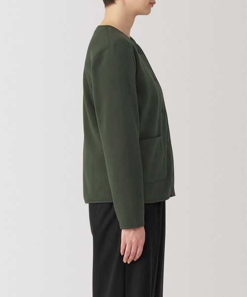無印良品　婦人　素材に還るフリースカーディガン　XXL カーキグリーン　完売品 セール】婦人 素材に還るフリースカーディガン（カーディガン