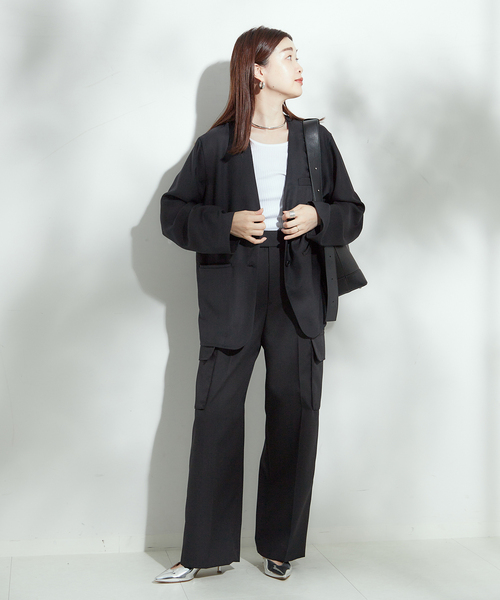 journal standard L'essage(ジャーナルスタンダードレサージュ)の「TWギャバ カーゴパンツ(カーゴパンツ・レディース・ブラック/ブラウン・38/36)」の9枚目の写真