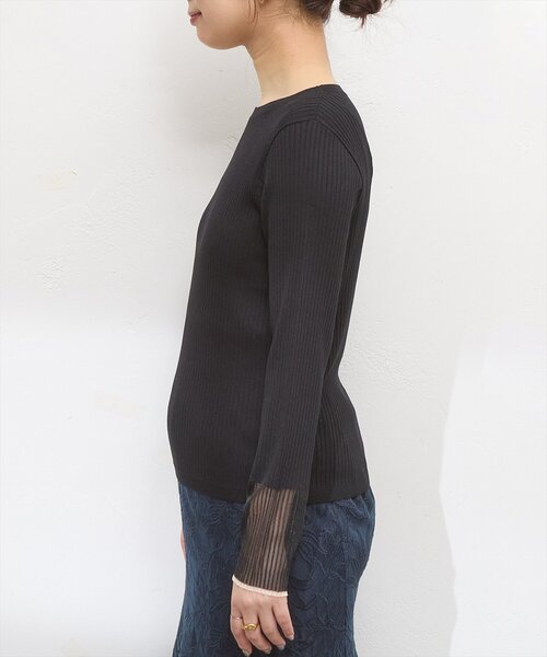 natural couture（ナチュラルクチュール）の「袖口シアーリブニット（ニット/セーター・レディース・ピンク系その他/グレイッシュベージュ/アイボリー/ブラック/ブルー系その他・FREE）」の10枚目の写真