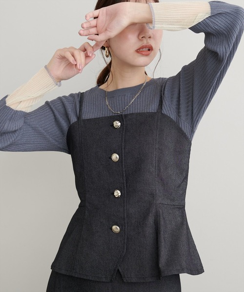 natural couture（ナチュラルクチュール）の「袖口シアーリブニット（ニット/セーター・レディース・ピンク系その他/グレイッシュベージュ/アイボリー/ブラック/ブルー系その他・FREE）」の4枚目の写真